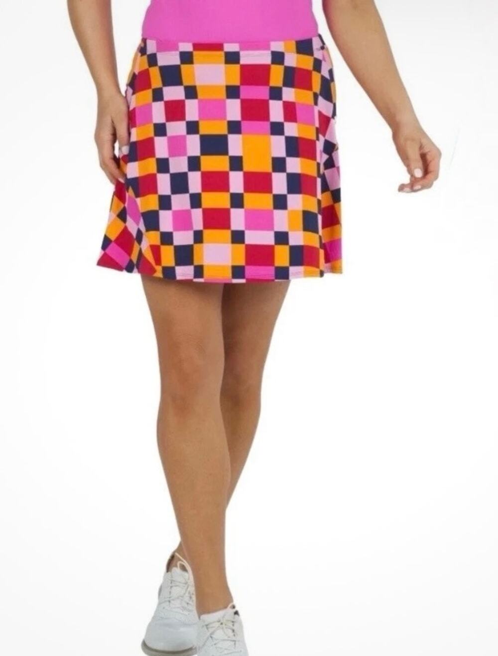 IBKUL Annalise Print Swing Skort Hot Pink/Orange Multi UPF 50+ Sz S